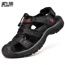 Load image into Gallery viewer, Classic Men's Sandals Summer Soft Sandals Comfortable Men Shoes Genuine Leather Sandals Big Size Soft Outdoor Men Roman Sandals
