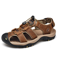 Load image into Gallery viewer, Classic Men's Sandals Summer Soft Sandals Comfortable Men Shoes Genuine Leather Sandals Big Size Soft Outdoor Men Roman Sandals
