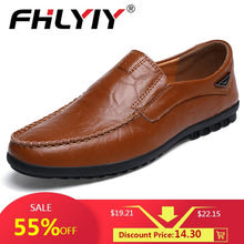 Load image into Gallery viewer, Genuine Leather Men's Casual Shoes Luxury Brand Mens Loafers Flats Breathable Slip on Black Driving Shoes Plus Size 38-47
