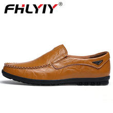Load image into Gallery viewer, Genuine Leather Men's Casual Shoes Luxury Brand Mens Loafers Flats Breathable Slip on Black Driving Shoes Plus Size 38-47
