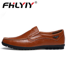 Load image into Gallery viewer, Genuine Leather Men's Casual Shoes Luxury Brand Mens Loafers Flats Breathable Slip on Black Driving Shoes Plus Size 38-47
