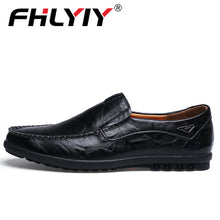Load image into Gallery viewer, Genuine Leather Men's Casual Shoes Luxury Brand Mens Loafers Flats Breathable Slip on Black Driving Shoes Plus Size 38-47
